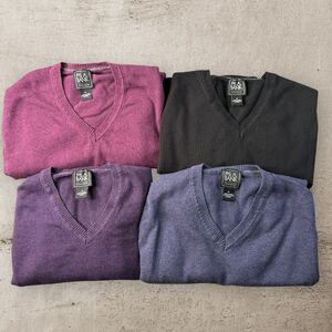 Lot of 4 Jos A Bank Traveler Sweater Mens XL Pima Cotton V-Neck Multicolor